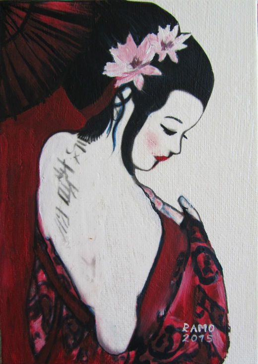Geisha with Red Kimono