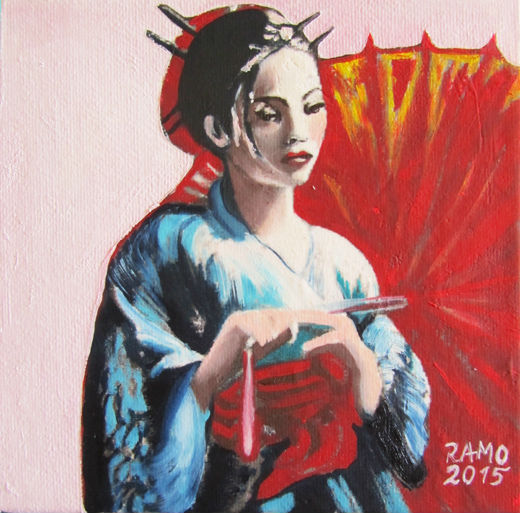 Geisha with Red Umbrella