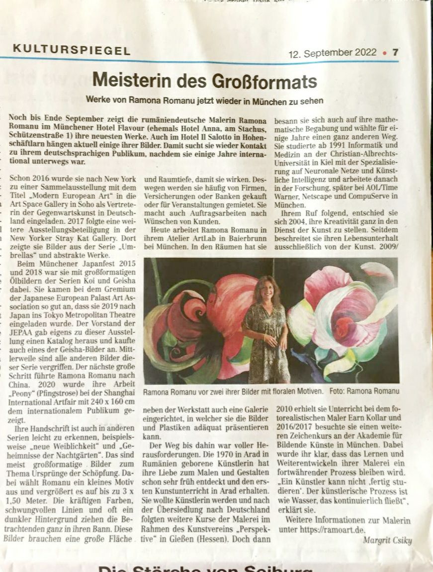 Meisterin des Großformats – Wie die Presse über meine Arbeit berichtet. Danke